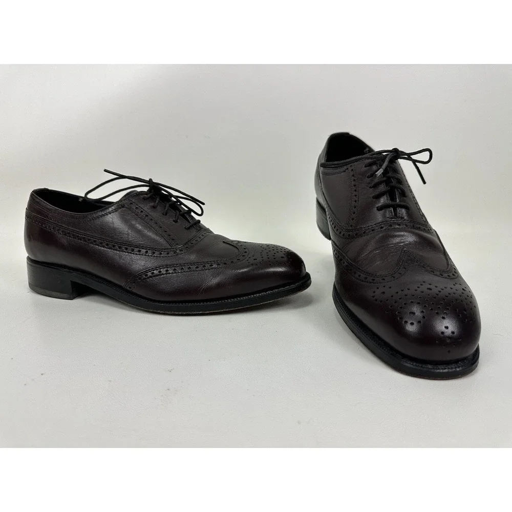 Florsheim Wingtip Mens 9.5 D Oxford Dress Shoes Burgundy Leather